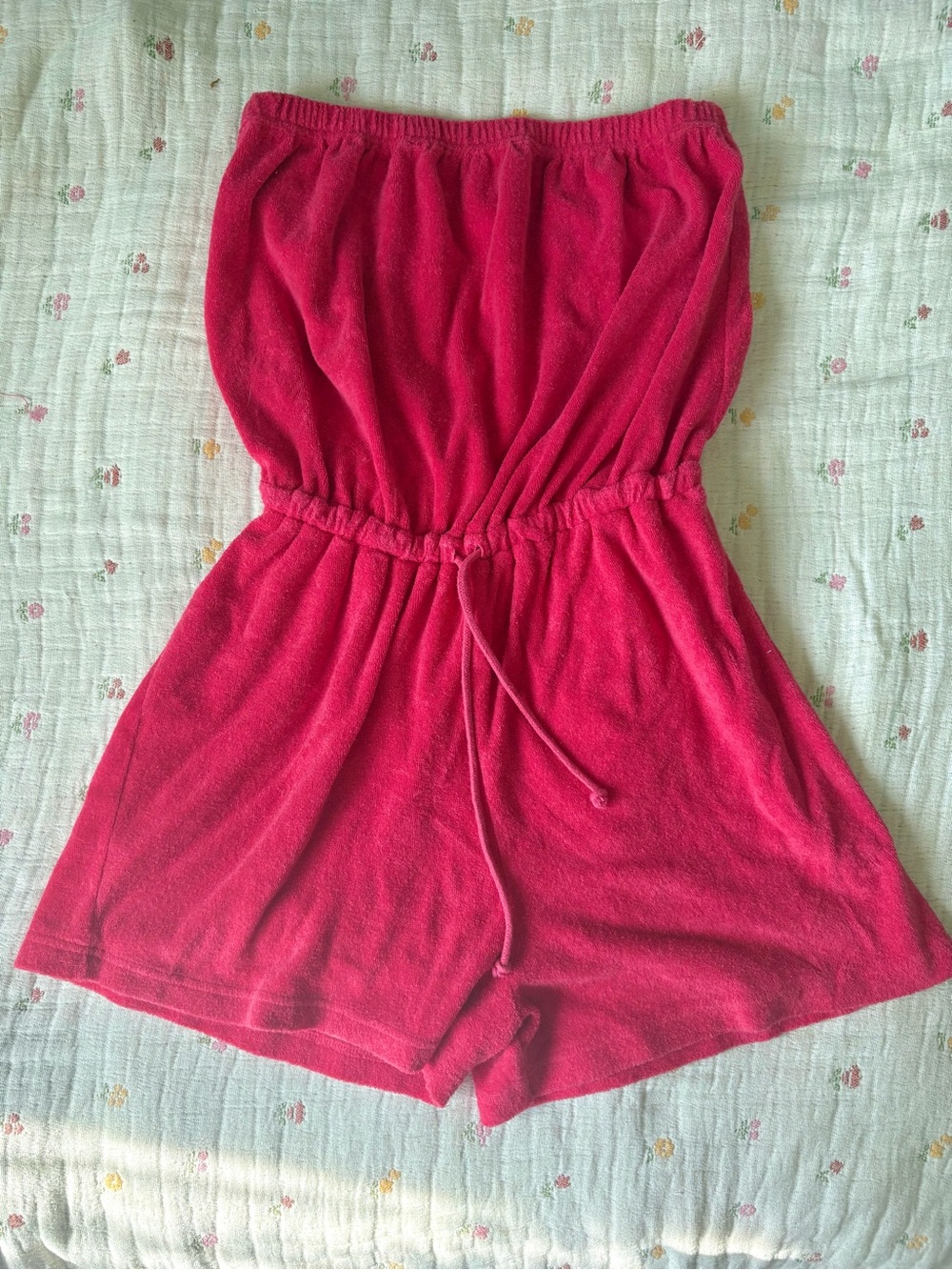 VANITY FAIR VINTAGE Strapless Pink Terry Cloth Romper